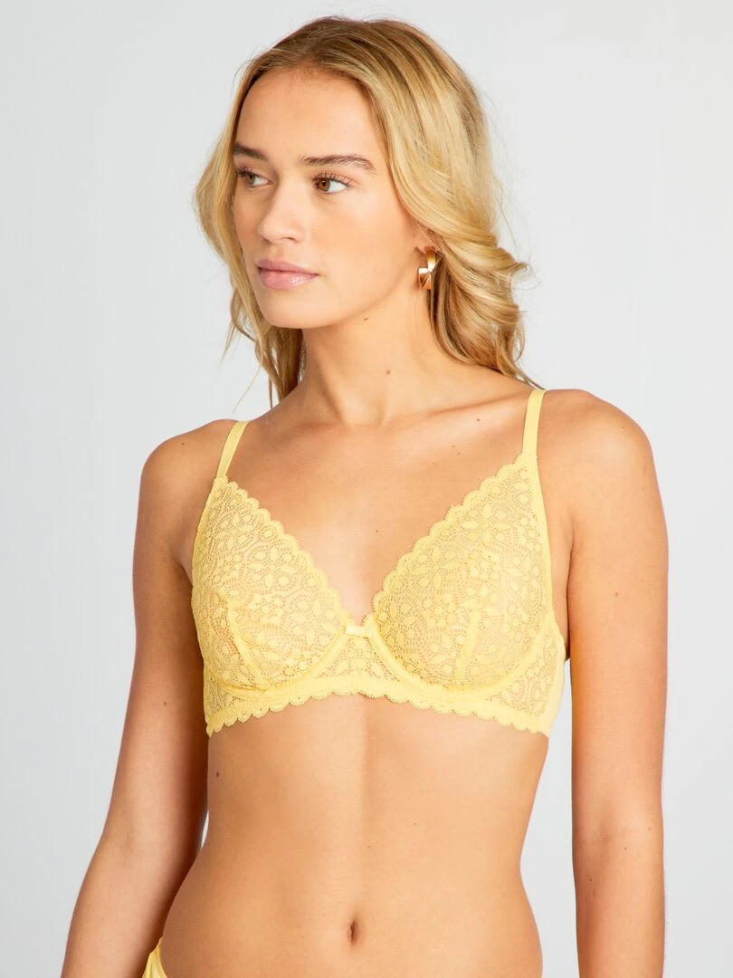 Soutien gorge corbeille dentelle Jaune