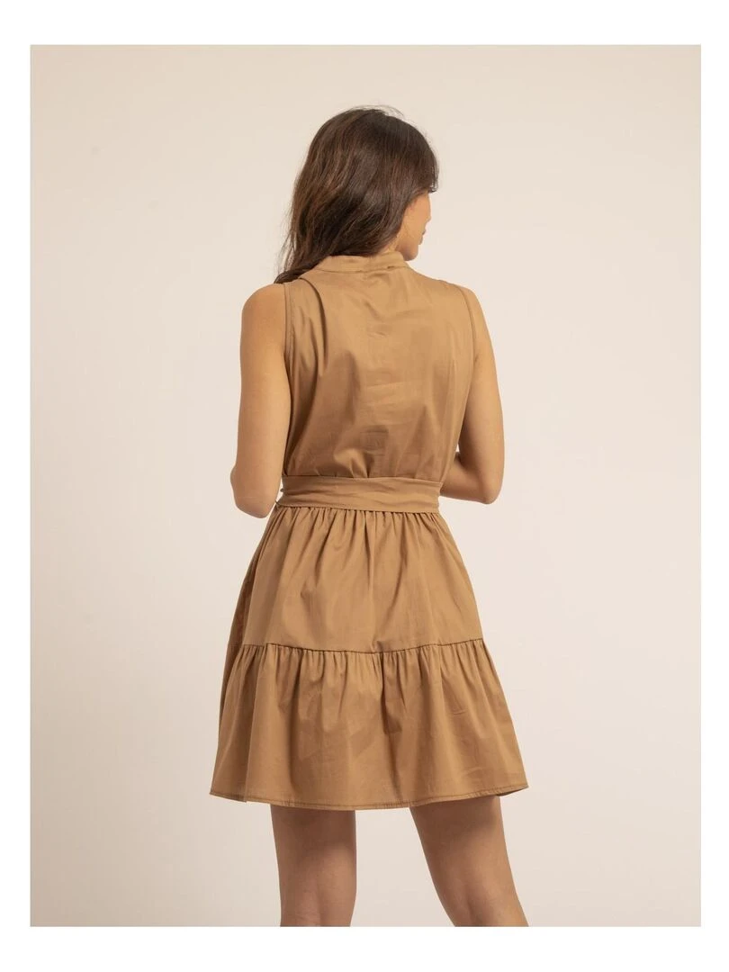 Robe courte sans manches ISOLINA Marron caramel