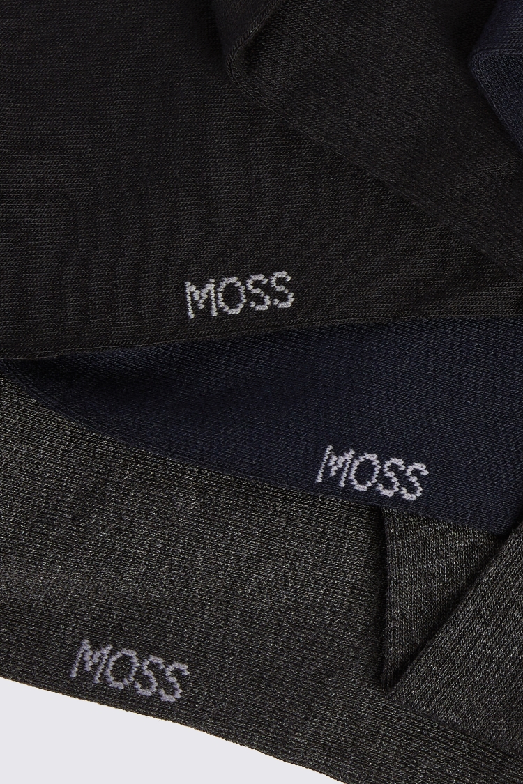 Black Navy & Charcoal 3-Pack Bamboo Socks Buy Online at Moss