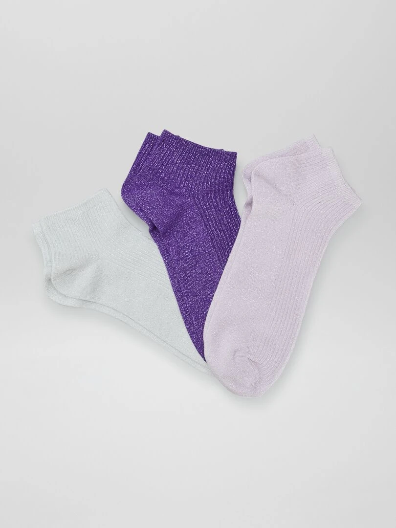 Lot de socquettes pailletées 3 paires Violets
