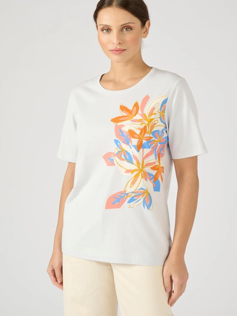 Tee shirt imprimé coton biologique Damart Bleu