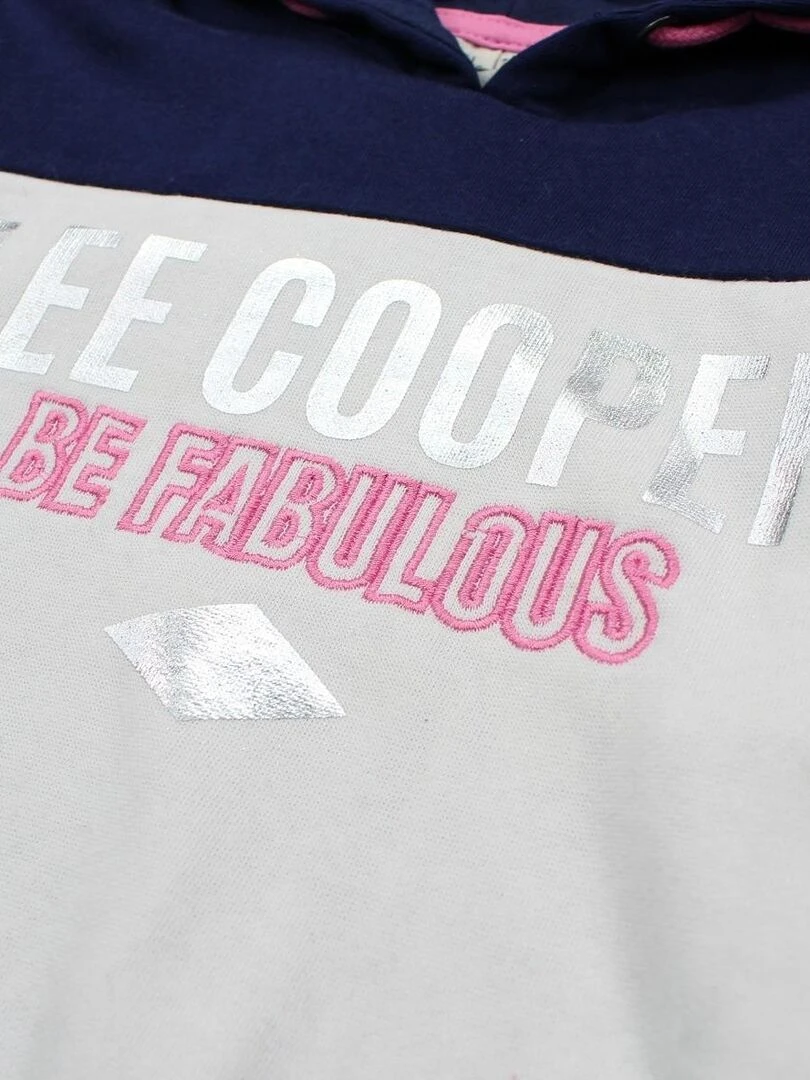 Lee Cooper   Sweat fille imprimé logo en coton   Bleu marine