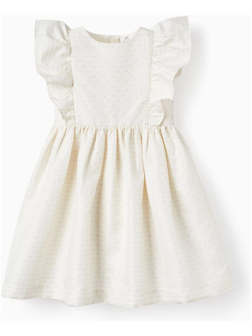 Robe à Volants pour Fille manches courtes CÉRÉMONIE Blanc
