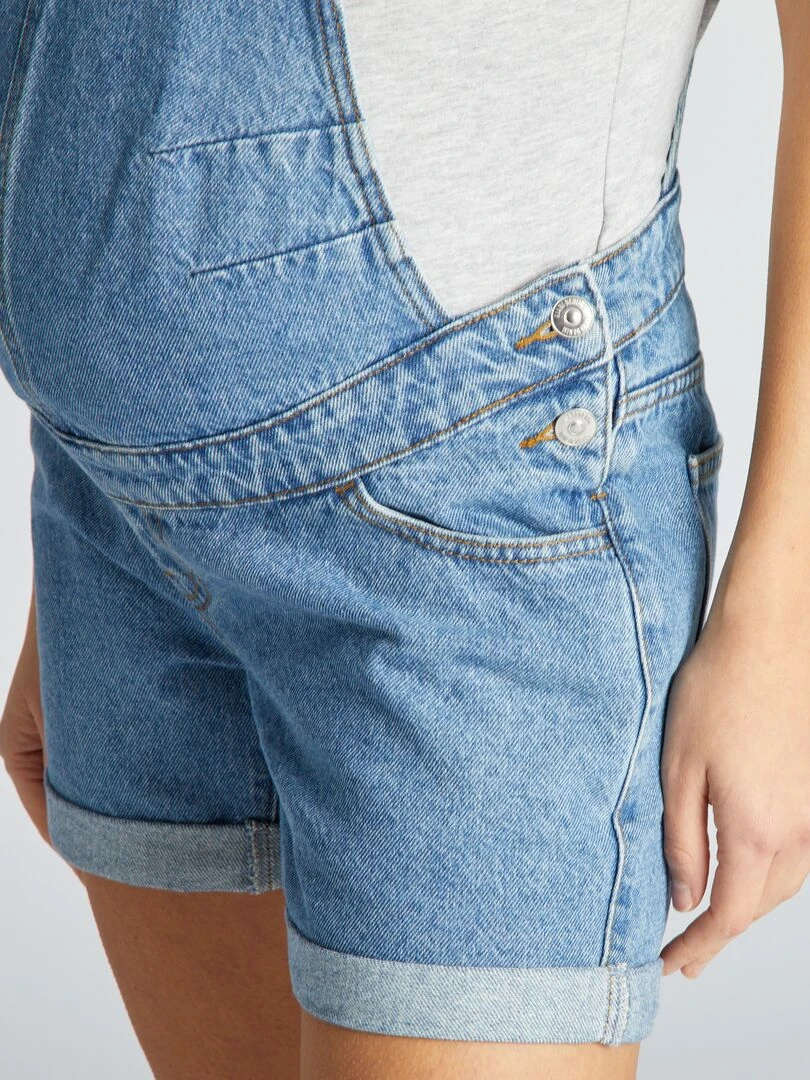 Salopette short grossesse en denim   Stone