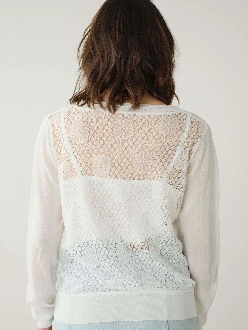 Cardigan avec dos en dentelle pour femme 'Deeluxe'   Ecru
