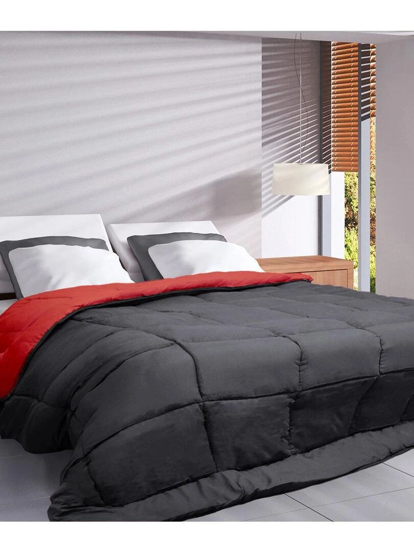 Couette réversible bicolore en microfibre 400 gr/m² Rouge