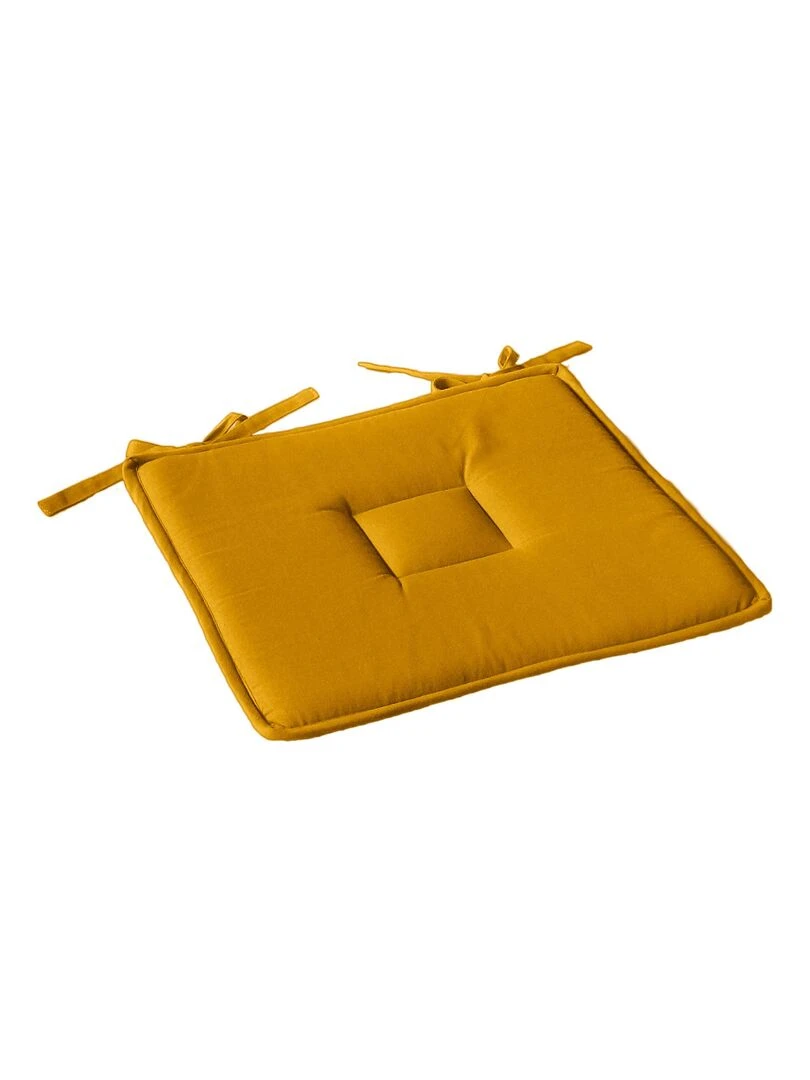 Galette plate unie avec passepoil et nouettes Jaune moutarde