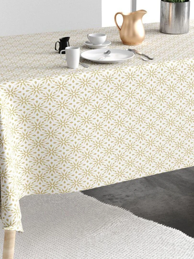 Nappe Polyester à motifs Flocon Beige