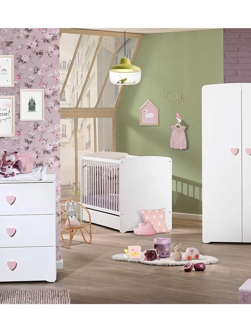 Armoire bébé 2 portes   BABYPRICE   Blanc Rose