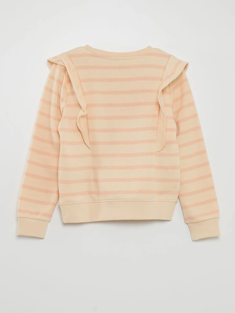 Sweat molletonné à volants   Rayures orange