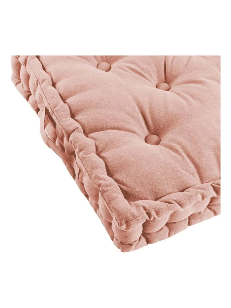 Coussin de sol 45x45 cm Panama rose poudré coton Rose