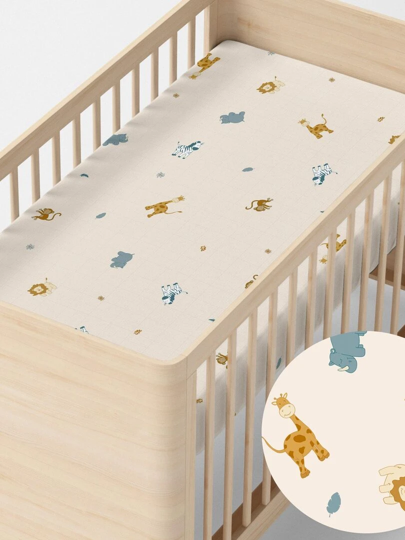 Drap housse Animals Berceau "Happyfriday" Multicolore