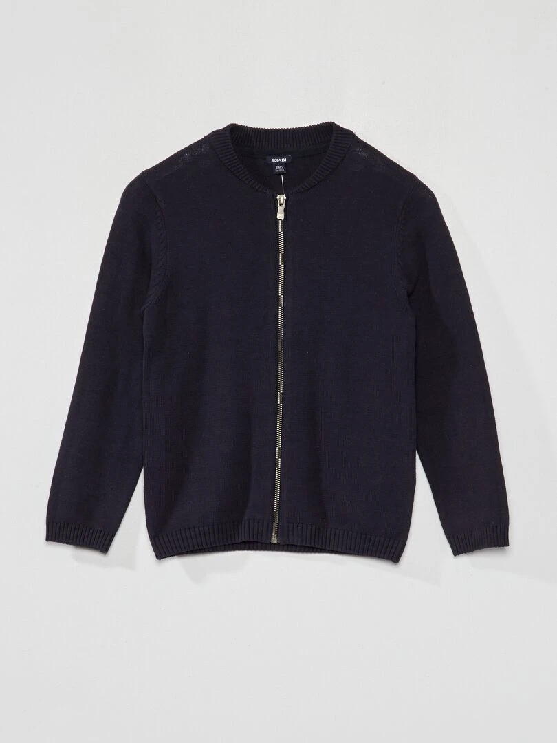 Gilet zippé en maille bleu marine