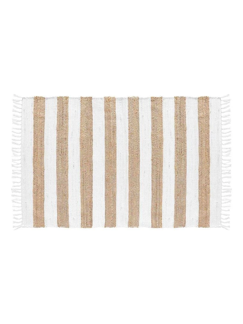 Tapis rectangle à franges Sagane Beige