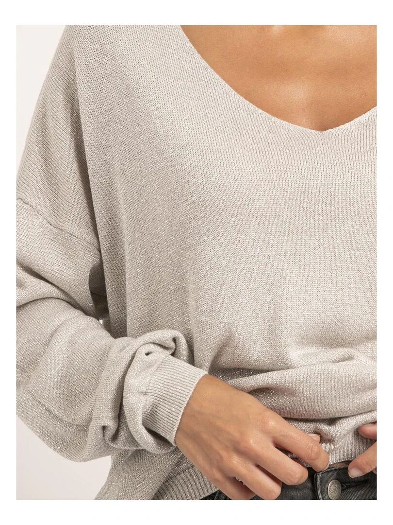 Pull fin paillettes KANGO   Gris