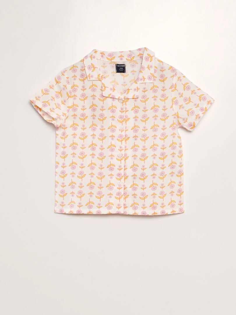Ensemble de pyjama imprimé   2 pièces   Blanc/orange