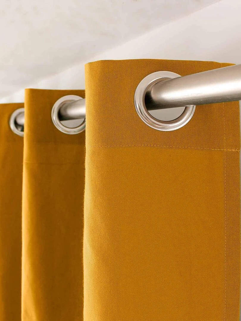 Rideau coloré en pur coton 8 œillets Jaune moutarde