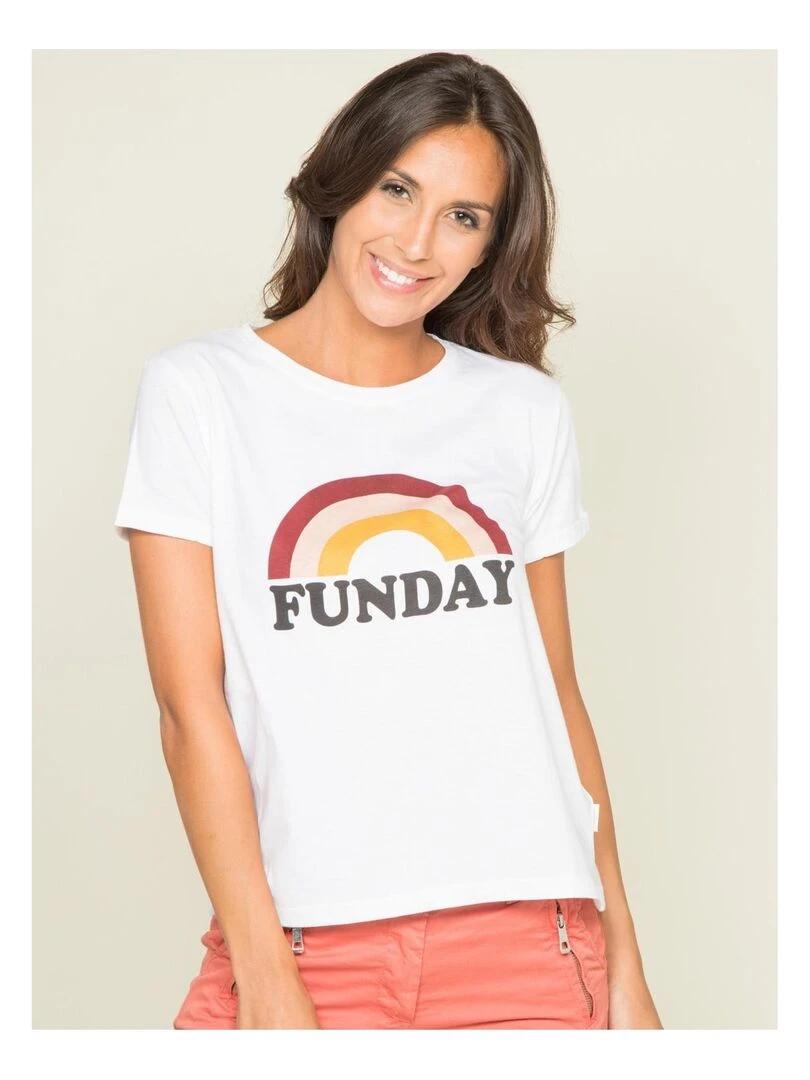 T shirt col rond message FINA   Blanc