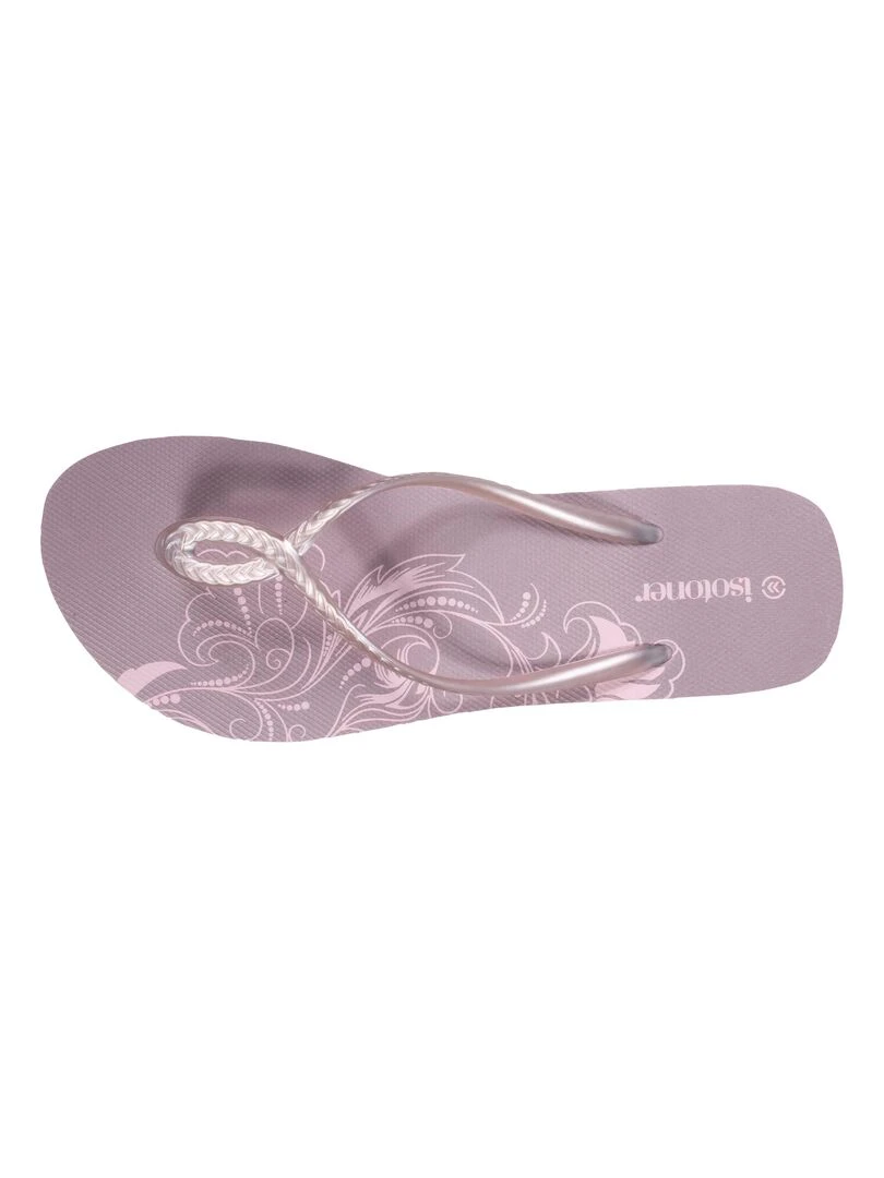 Tongs Femme imprimé cachemire talon Taupe Taupe
