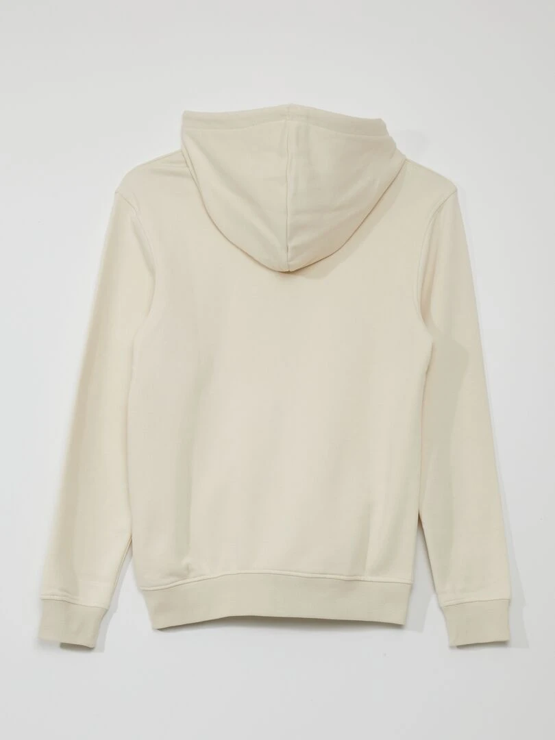 Sweat zippé à capuche en molleton uni   beige
