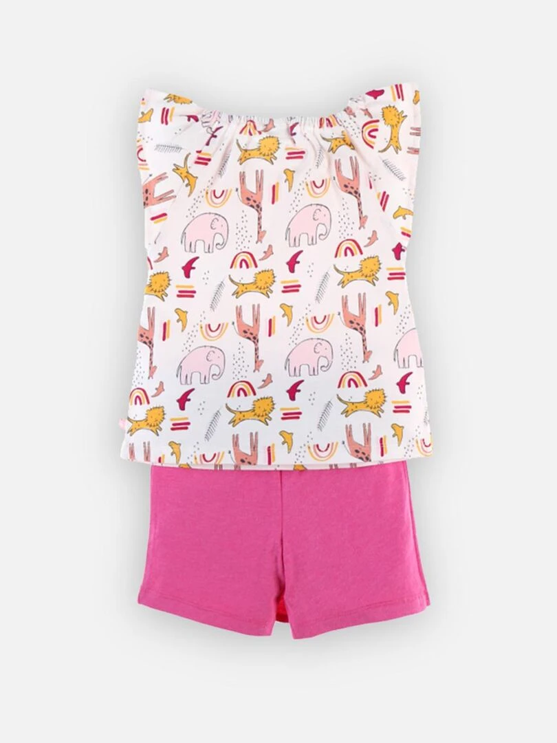Pyjama 2 pièces court à imprimés en jersey    Noukie's   Rose