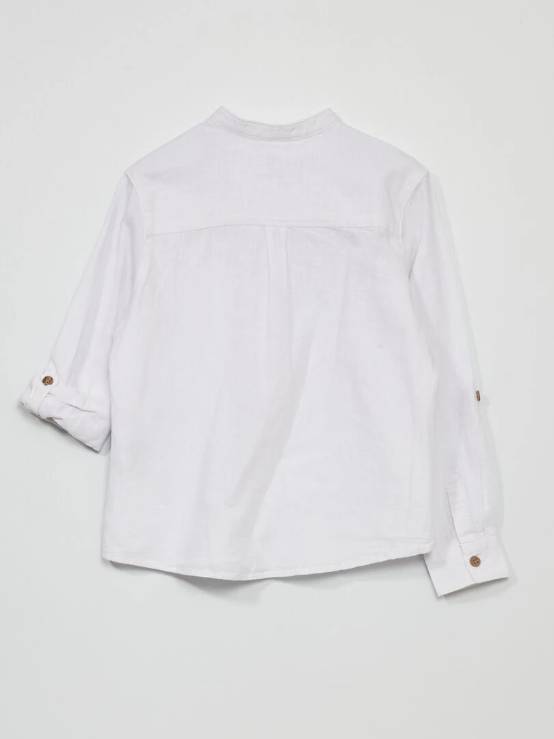 Chemise en lin col mao   blanc