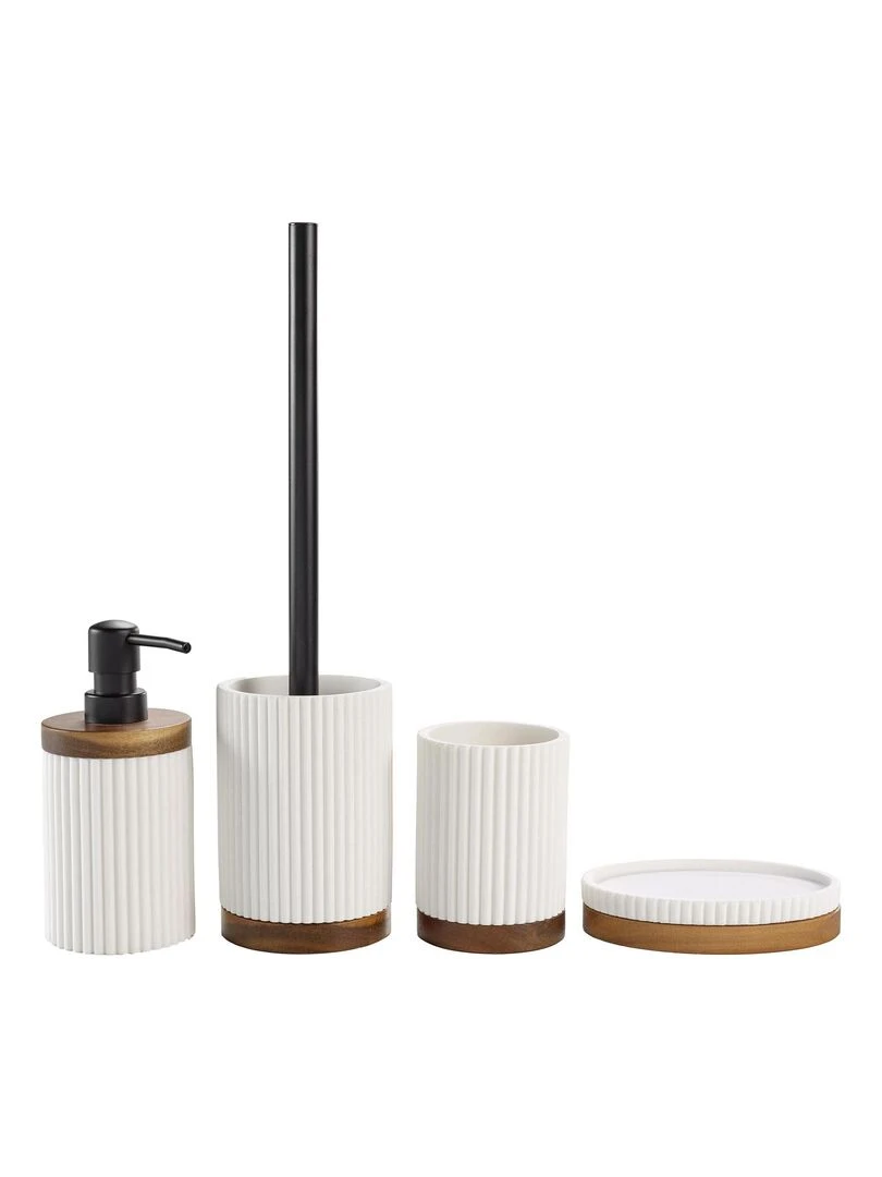 Distributeur de savon en acacia Blanc