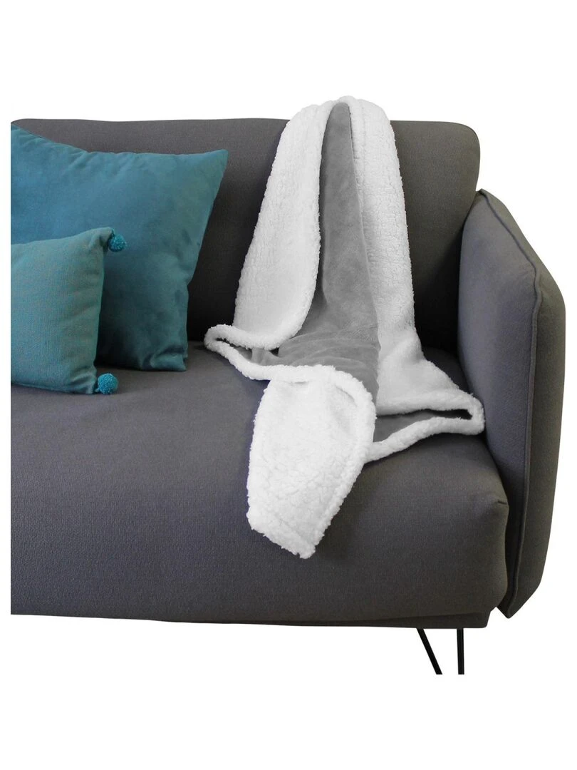 Couverture  plaid polaire pour bébé en flanelle et sherpa ultra doux   Monsieur Bébé   Gris