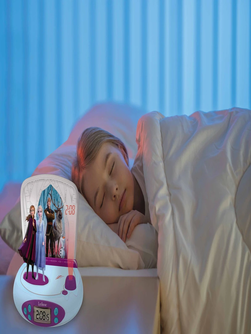 Réveil Projecteur Reine Des Neiges Avec Anna Et Elsa En 3d Et Sons Magiques   N/A