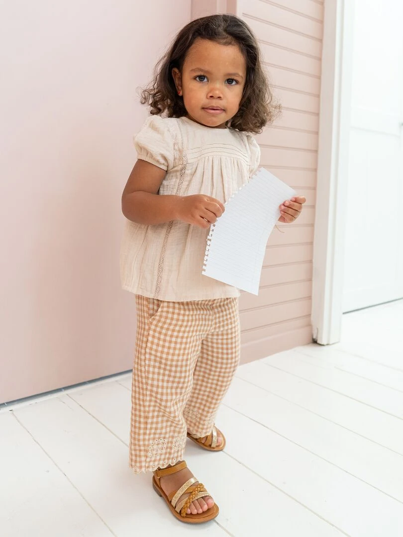 Ensemble blouse + pantalon Beige