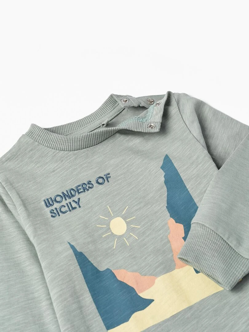 T shirt à manches longues pour bébé garçon 'Merveilles de Sicile' manches longues SICILIAN DAYS   Vert clair