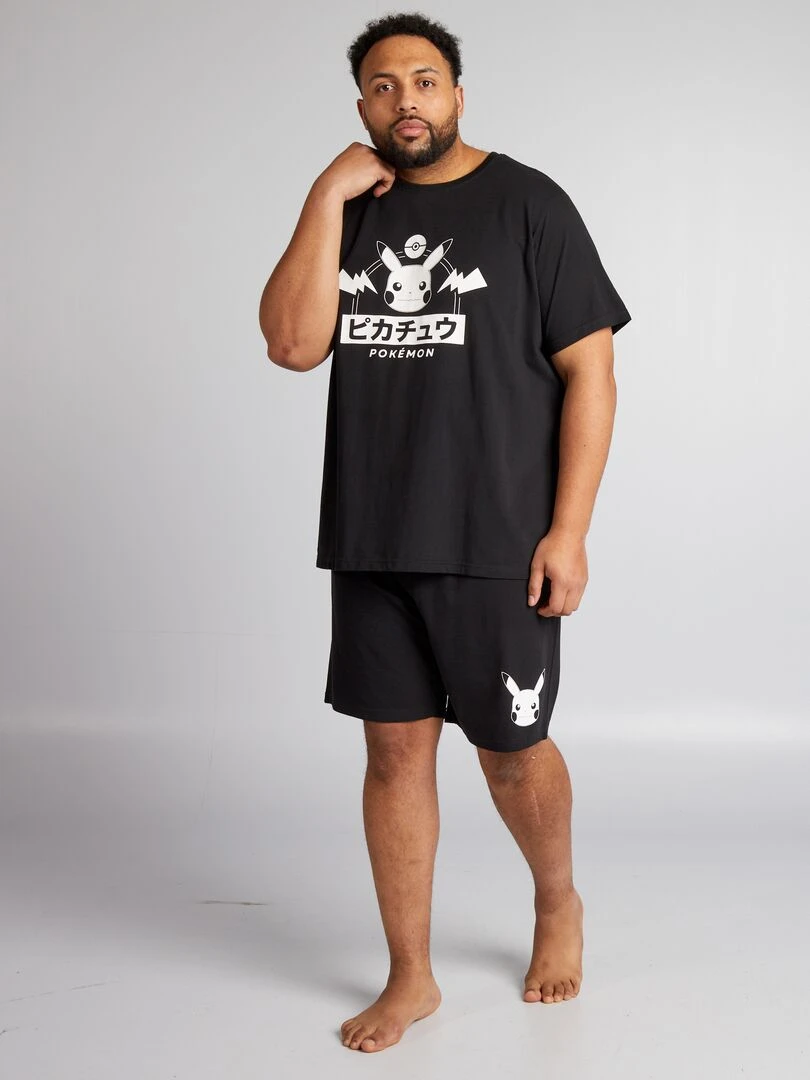 Pyjama court 'Pokémon' short + t shirt 2 pièces noir