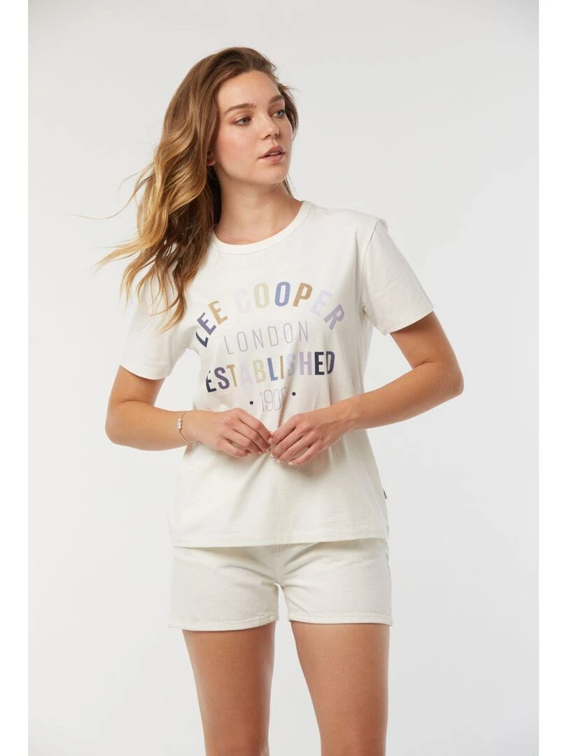 Lee Cooper   T shirt manches courtes coton regular ALICIA   Rose clair