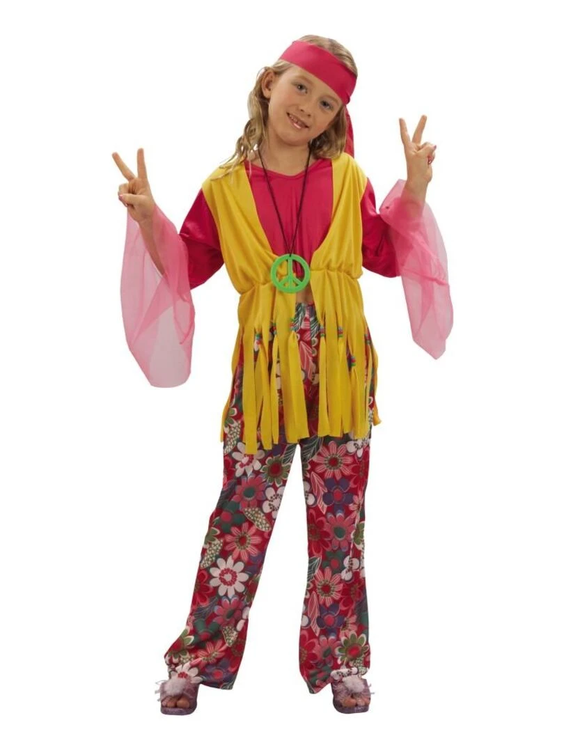 Déguisement Hippie Flowers enfant Rose