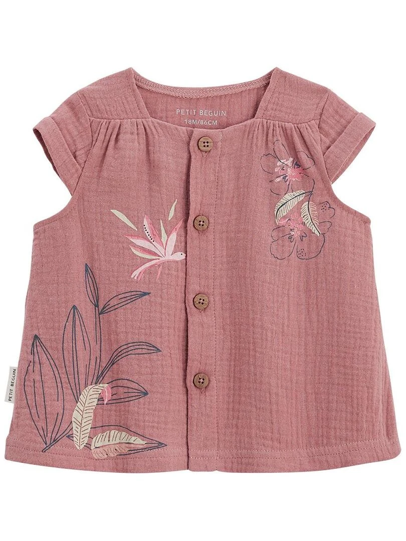 Chemisier enfant en gaze de coton Olbia Rose