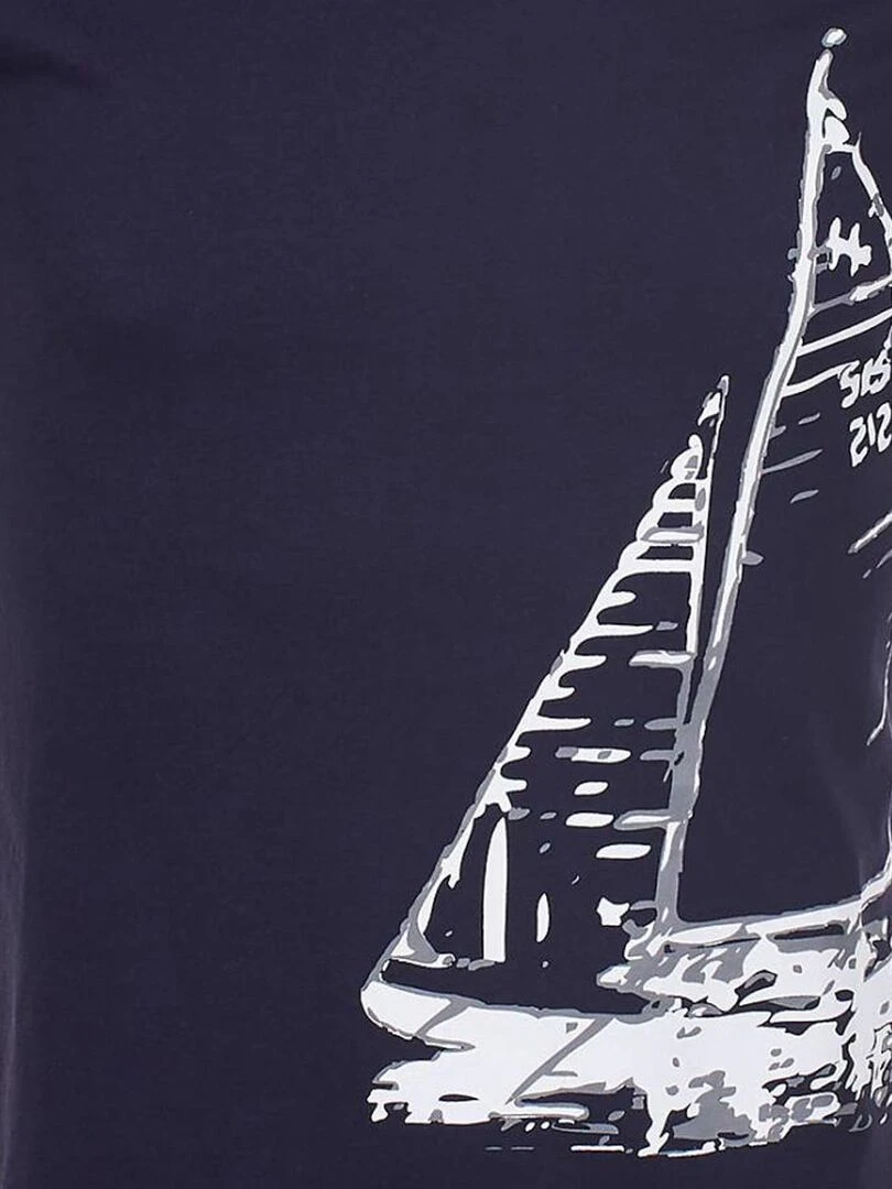 T shirt manches courtes homme CADRIO   VENT DU CAP   Bleu marine