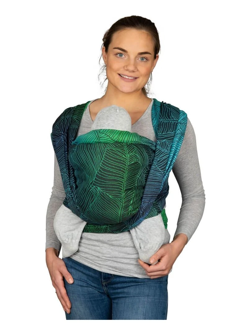 Hoppediz Écharpe de portage tissée bio Bleu Vert
