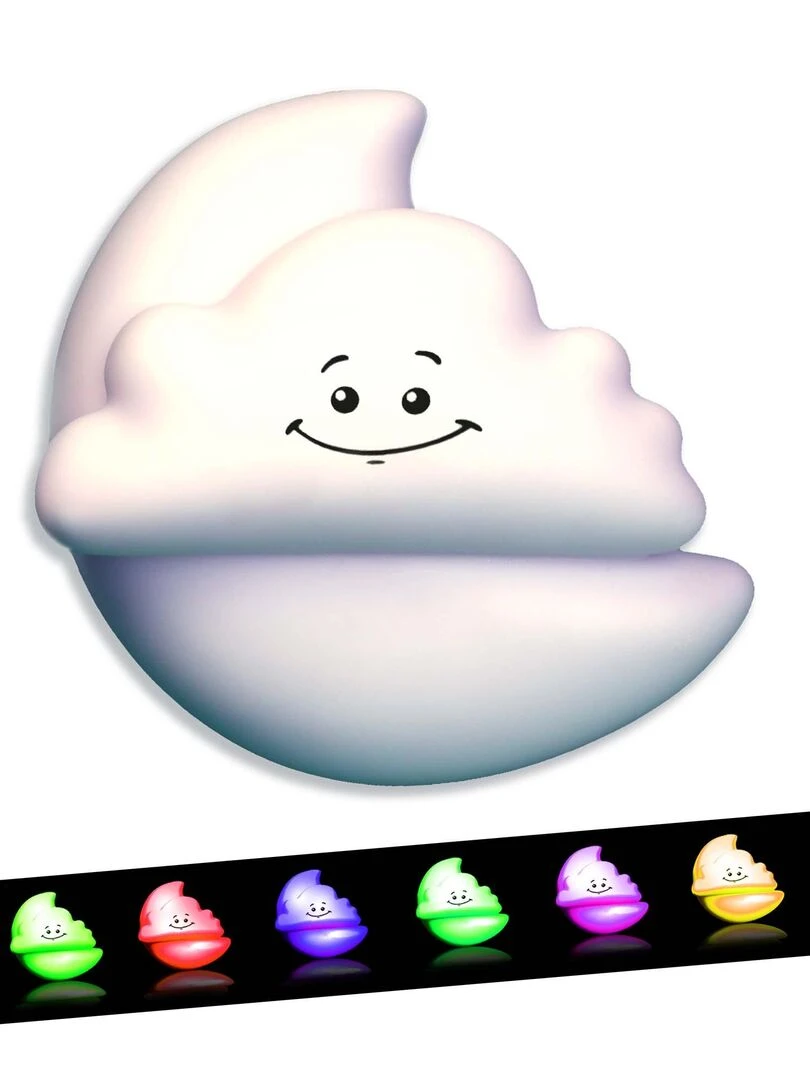 Veilleuse LED Enfant avec Télécommande Lune et nuage Crazy Safety EN IEC55015 Noir Multicolore Blanc