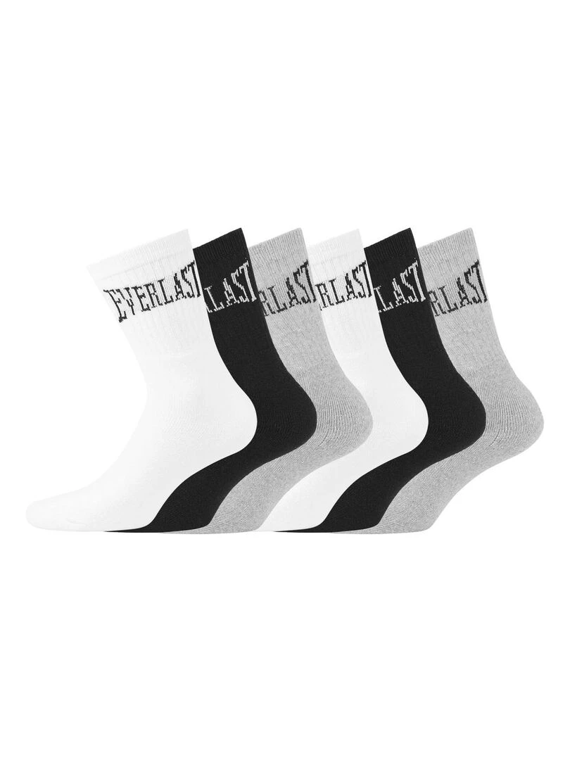 Lot de 6 Paires de Chaussettes Tennis assorties Everlast Noir