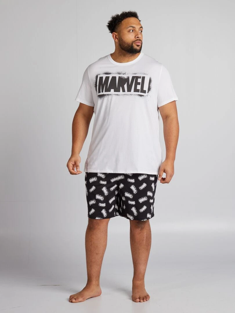Ensemble pyjama court 'Marvel' t shirt + short 2 pièces Noir