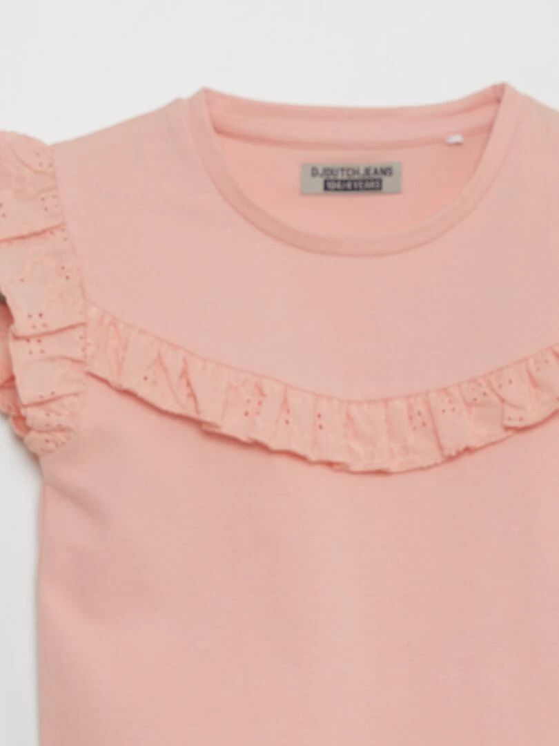 T shirt à broderies Rose
