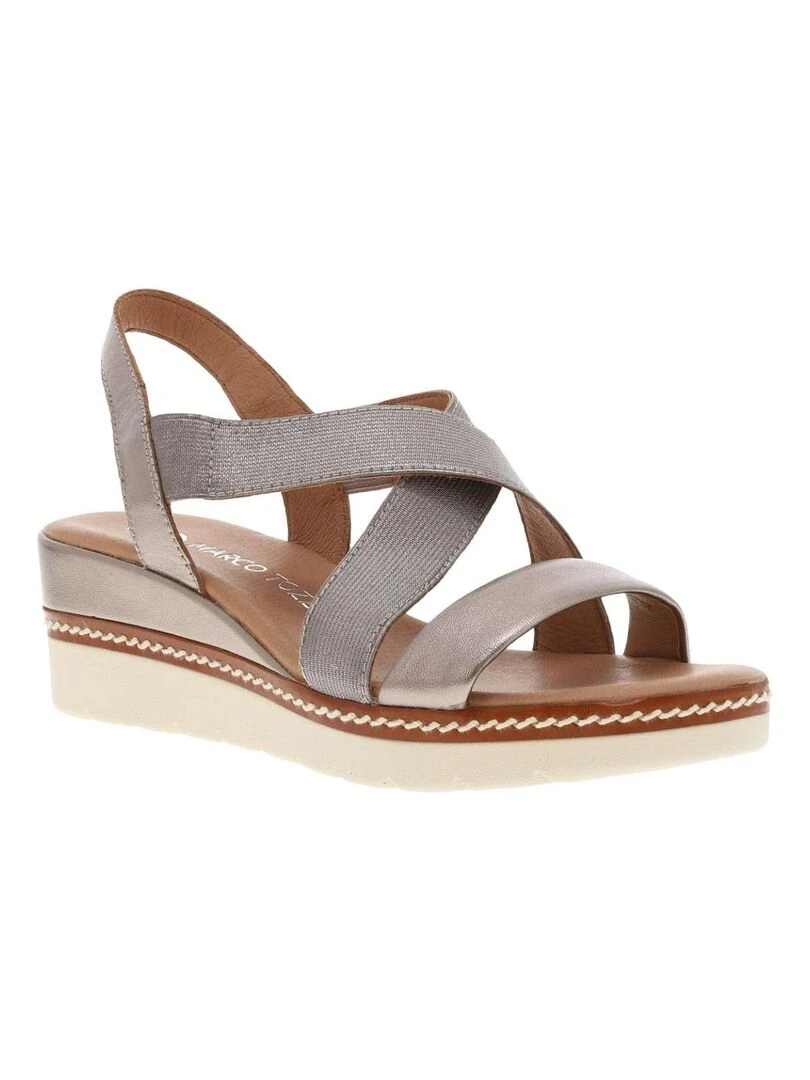 MARCO TOZZI Nu pieds cuir talon semi compensée Rose