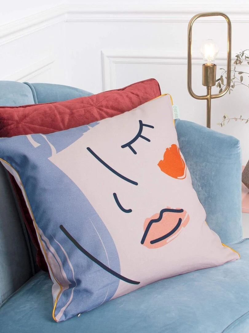 Housse de coussin décoratif Silhouette "Happyfriday"   Blanc