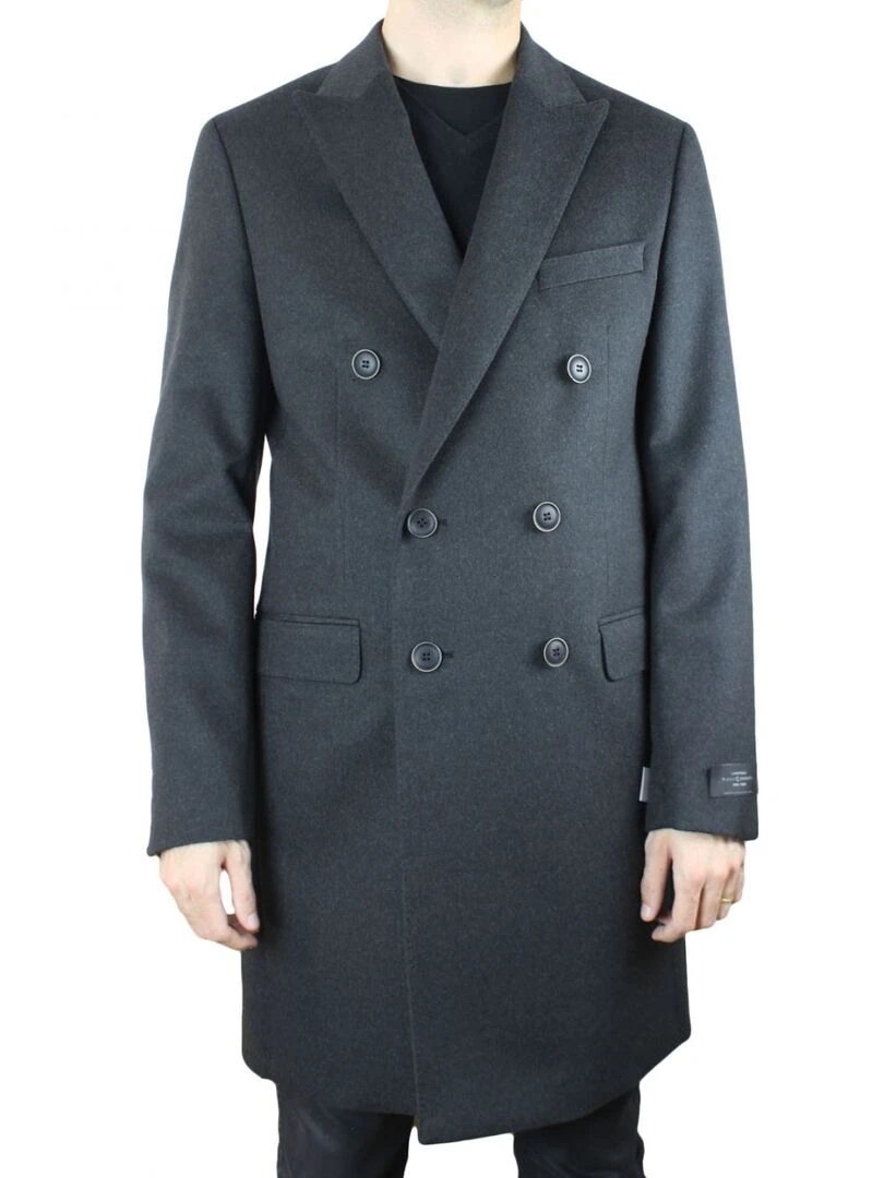 Manteau croisé Luxe Kebello gris anthracite