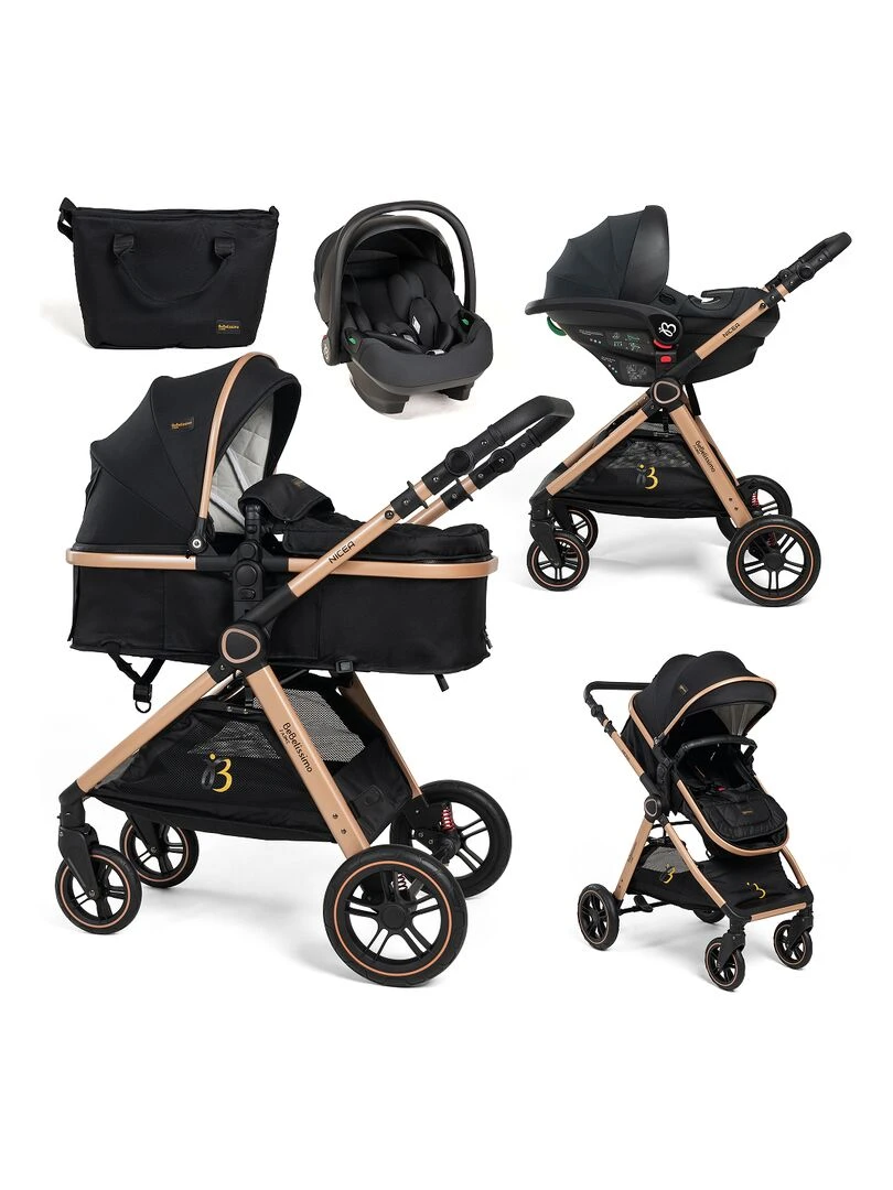 BEBELISSIMO Poussette combinée trio 3 en 1 siège auto I size 40 87cm – 0 22kg Nicea noir Noir
