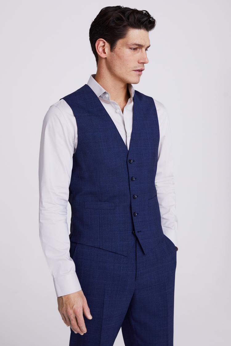 Italian Tailored Fit Blue Check Jacket   Buy Online at Moss