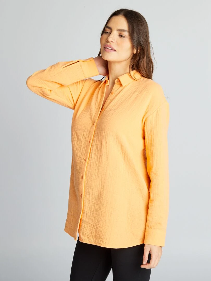 Chemise en gaze de coton d'allaitement   Orange
