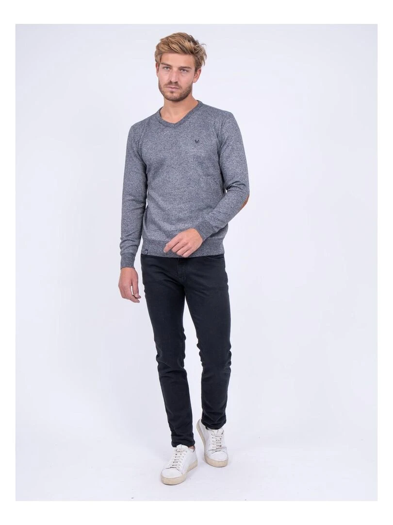 Pull col V LAMBOISE   Gris foncé