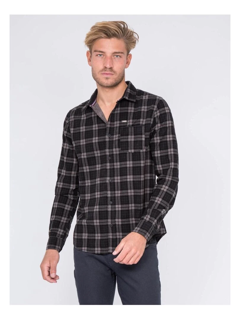 Chemise manches longues carreaux TUBAUTO Noir