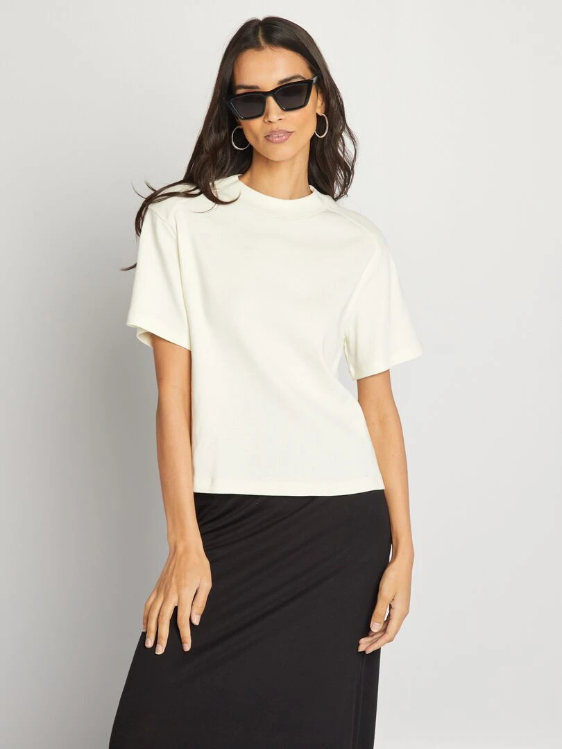 T shirt large manches courtes   blanc